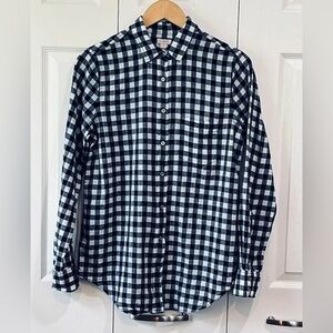 J. Crew Navy Gingham Button Up Shirt S
